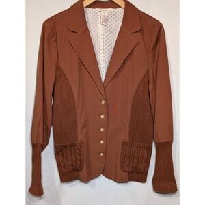 SUNDANCE Blazer Cardigan WOMEN'S 12 Rust Orange Cotton MSRP $168 Cozy Boho Artsy